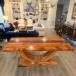 Solid Wood Dining Table with Epoxy Resin River - Seats 8